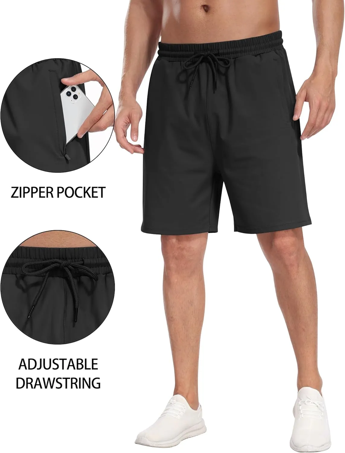 3 Pack Men's Athletic Running Shorts with Zipper Pockets,Gym Workout Basketball Hiking Shorts for Men