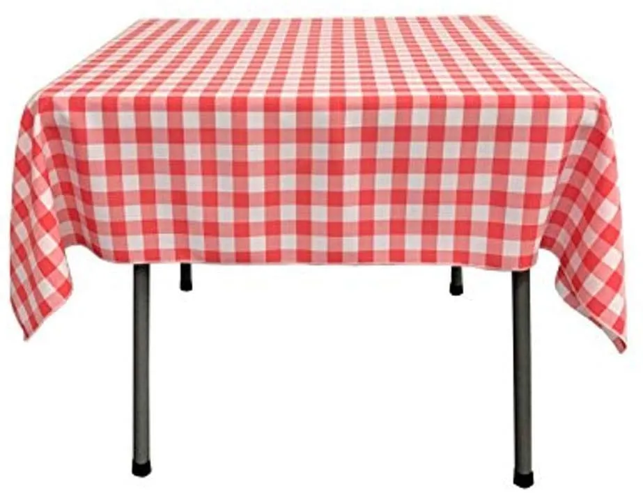 36" x 36" Square Tablecloth for 24" Square Small Coffee Table with 6" Drop, Polyester Checkered Gingham Plaid Table Overlay