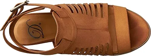 Delicious Yummy Cutout Stacked Heel Sandal Shoes Brown 6.5 Pair of Shoes