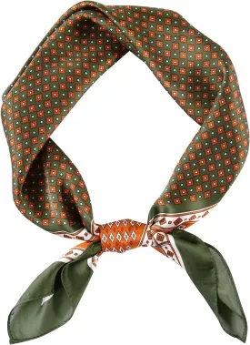 GERINLY Vintage Silk Feel Square Scarf for Men Satin Bandana Tiny Pattern Print Neckerchief Geometry Head Scarf