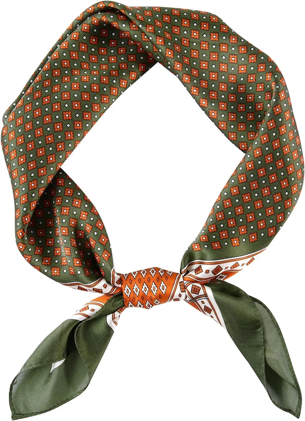 GERINLY Vintage Silk Feel Square Scarf for Men Satin Bandana Tiny Pattern Print Neckerchief Geometry Head Scarf