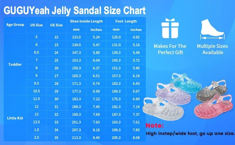 GUGUYeah Jelly Sandals for Girls,Closed Toe Princess Costume Summer Dress Shoes Fisherman Gladiator Water Beach Flat Sandals for Toddler/Little Kid/Big Kid