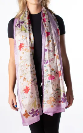 Lilac Wildflowers Silk Scarf