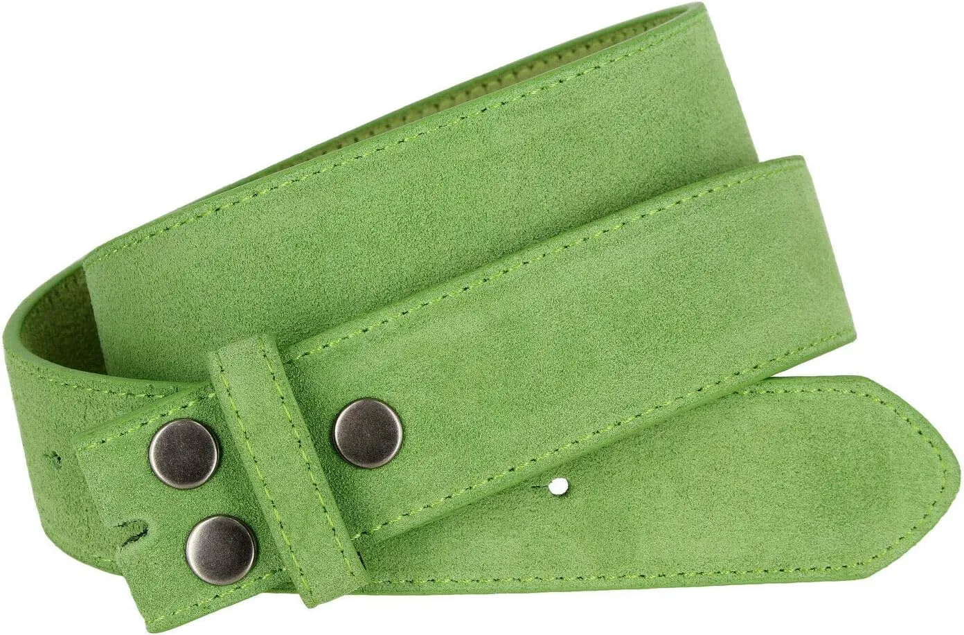 Men's Belt Rounded Edge Heel Bar Buckle Casual Jean Suede Leather Belt 1 1/2" Wide
