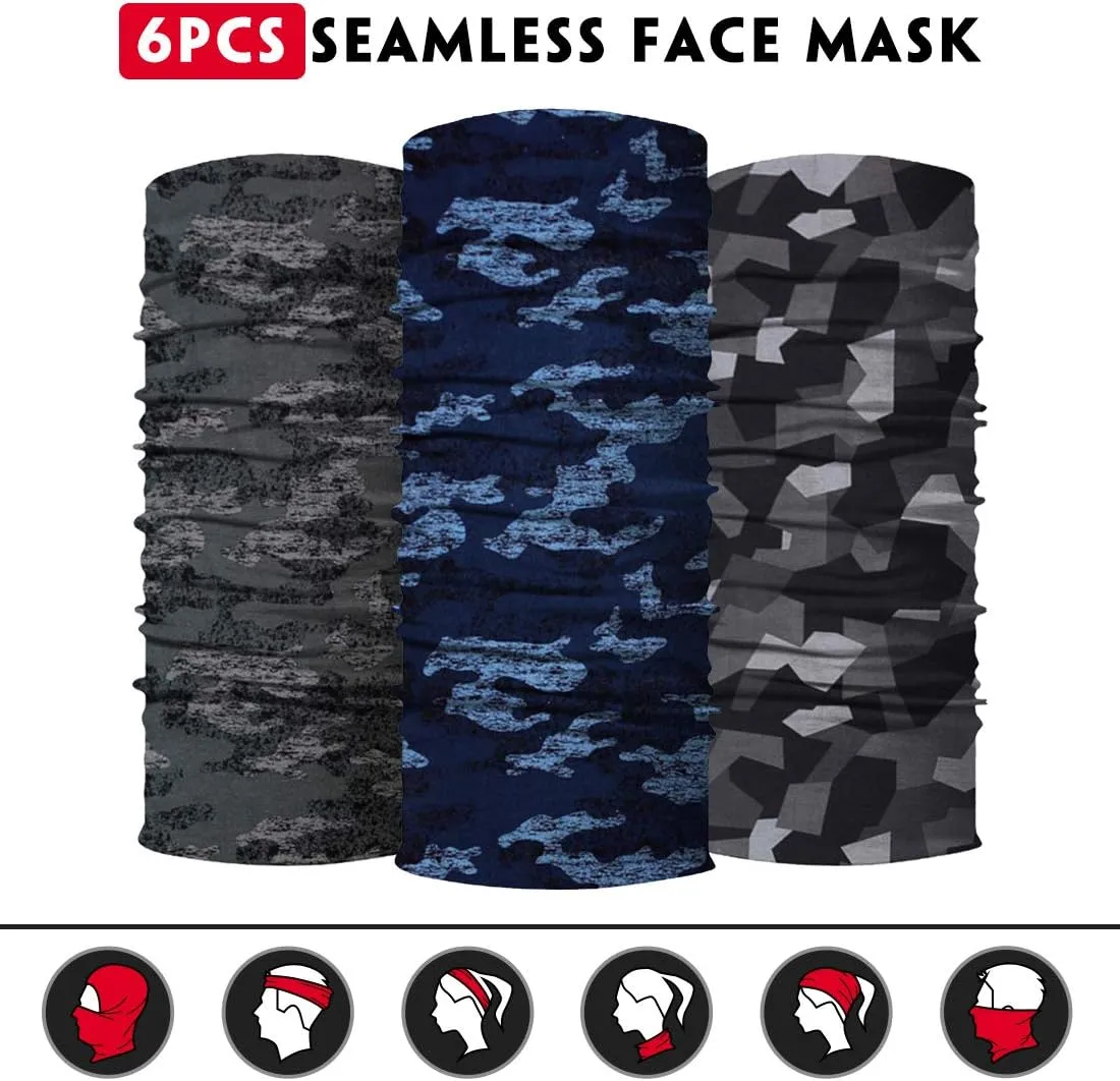 Neck Gaiter for Men Women Headwear Bandana Head Wrap Face Scarf Mask Cover Warmer Balaclava-Seamless & Versatile