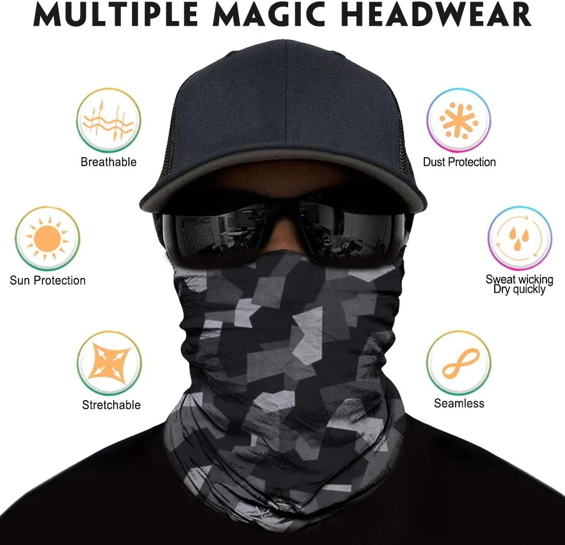 Neck Gaiter for Men Women Headwear Bandana Head Wrap Face Scarf Mask Cover Warmer Balaclava-Seamless & Versatile