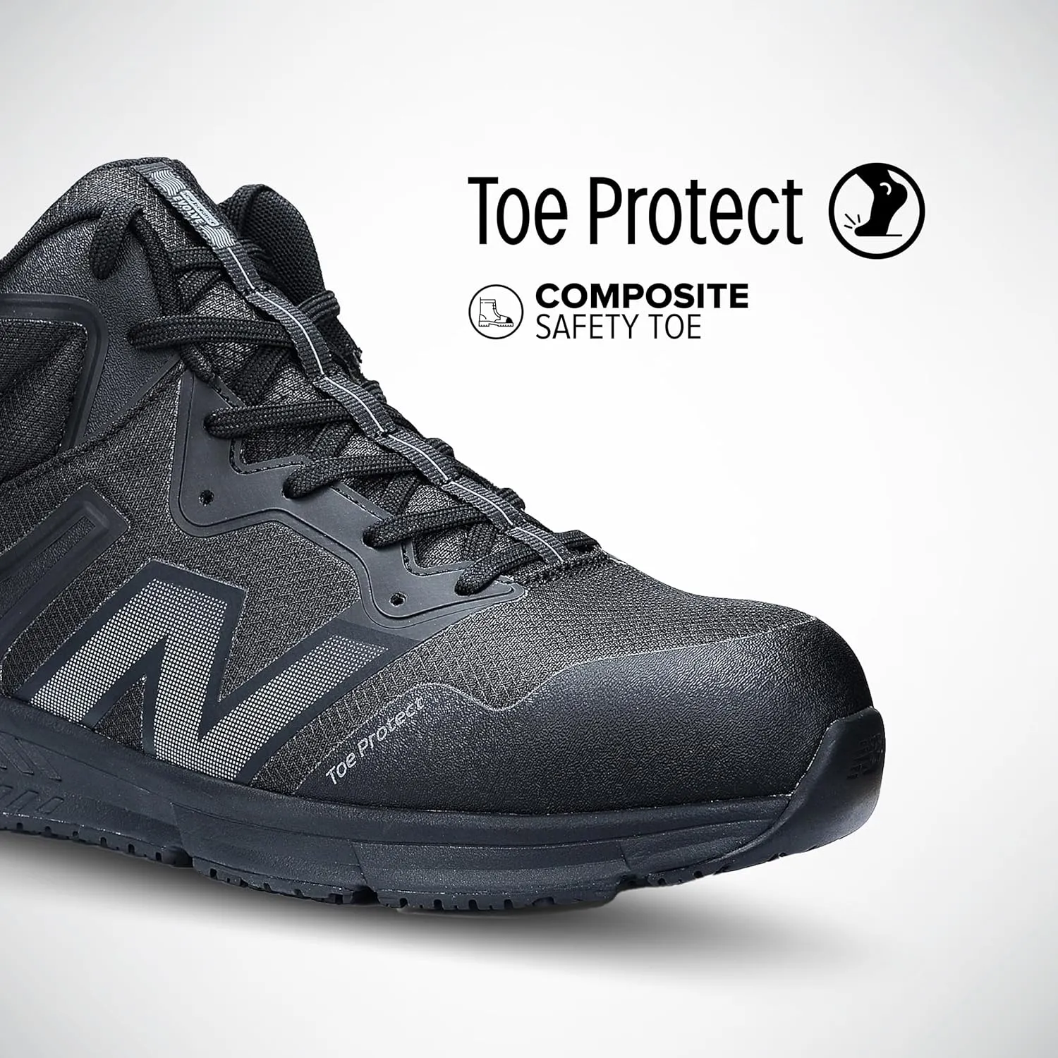 New Balance Evolve ESD Safety Shoes for Men - Non Slip Composite Toe Static Dissipative Electrical Hazard - Black, Mid