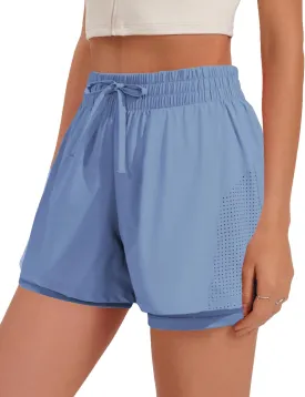 Pinspark womens High Waisted Quick Dry Gym Shorts with Pocket