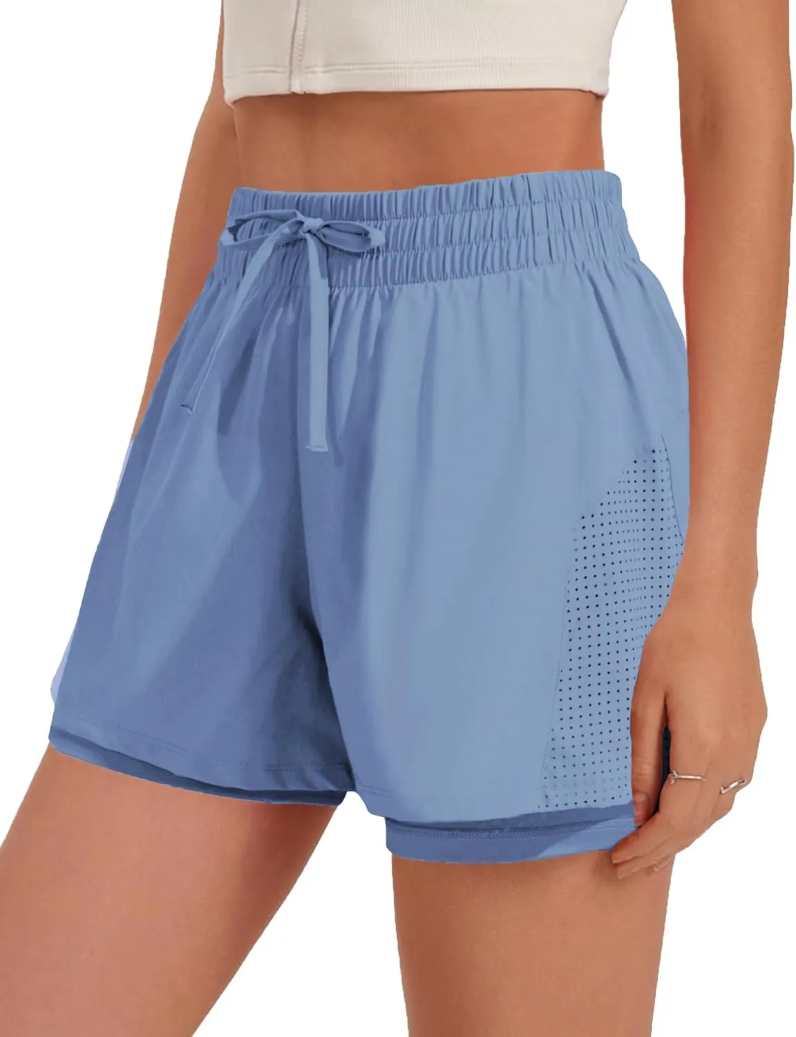 Pinspark womens High Waisted Quick Dry Gym Shorts with Pocket