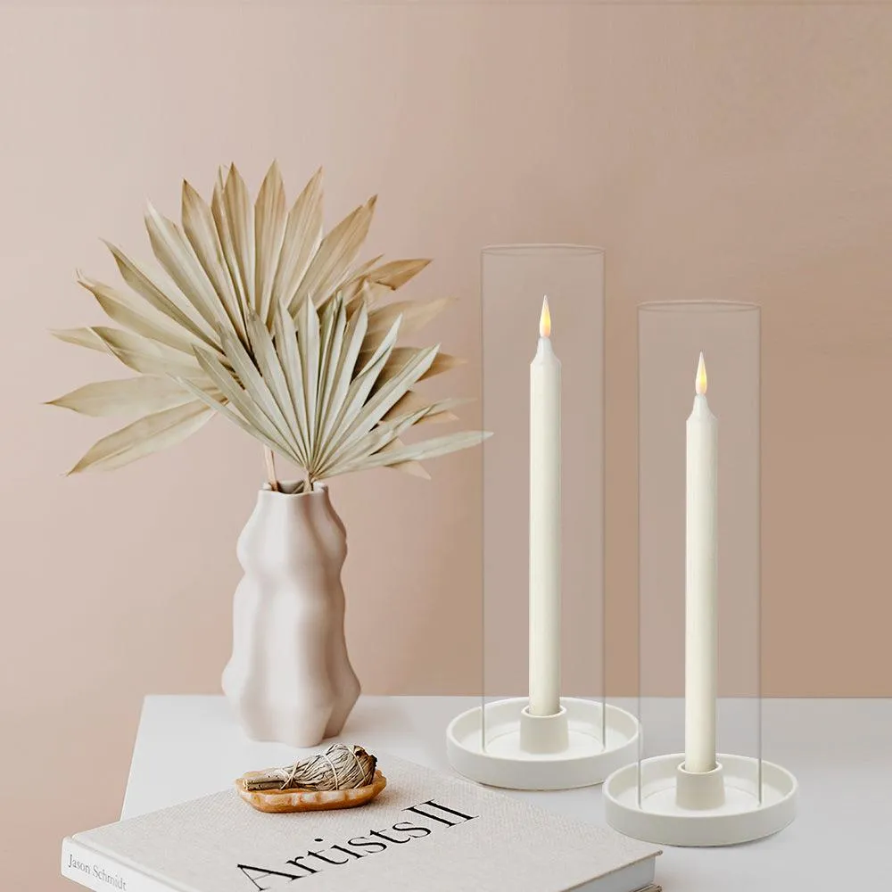 Set of 6 Glass Hurricane Candle Holders