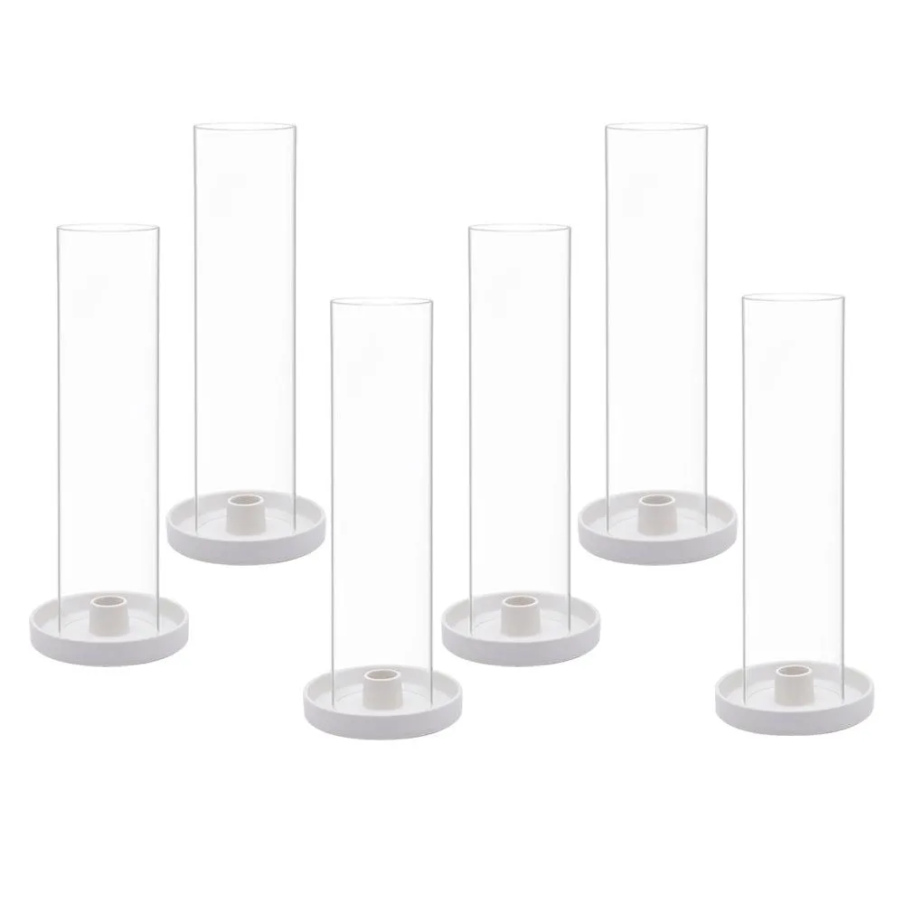 Set of 6 Glass Hurricane Candle Holders
