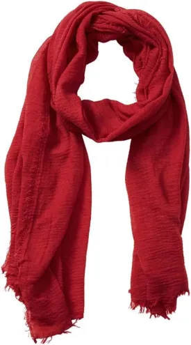 Summer Cotton Blend Crinkle Vintage Soft Scarf with Fringed Edges 35" ?? 70"