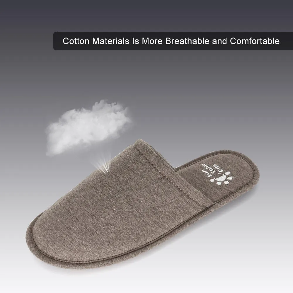 Sunshine Code Women's Memory Foam Cotton Washable Slippers with Matching Travel Bag for Home Hotel Spa Bedroom