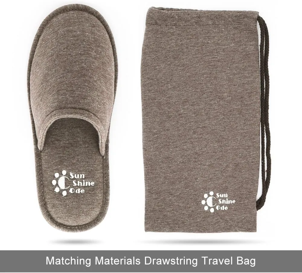 Sunshine Code Women's Memory Foam Cotton Washable Slippers with Matching Travel Bag for Home Hotel Spa Bedroom