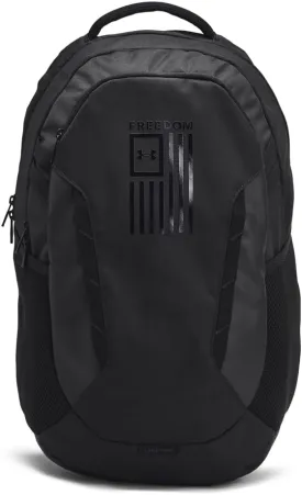 Under Armour Unisex Hustle 6.0 Freedom Backpack, (001) Black/Black/Black, One Size Fits Most