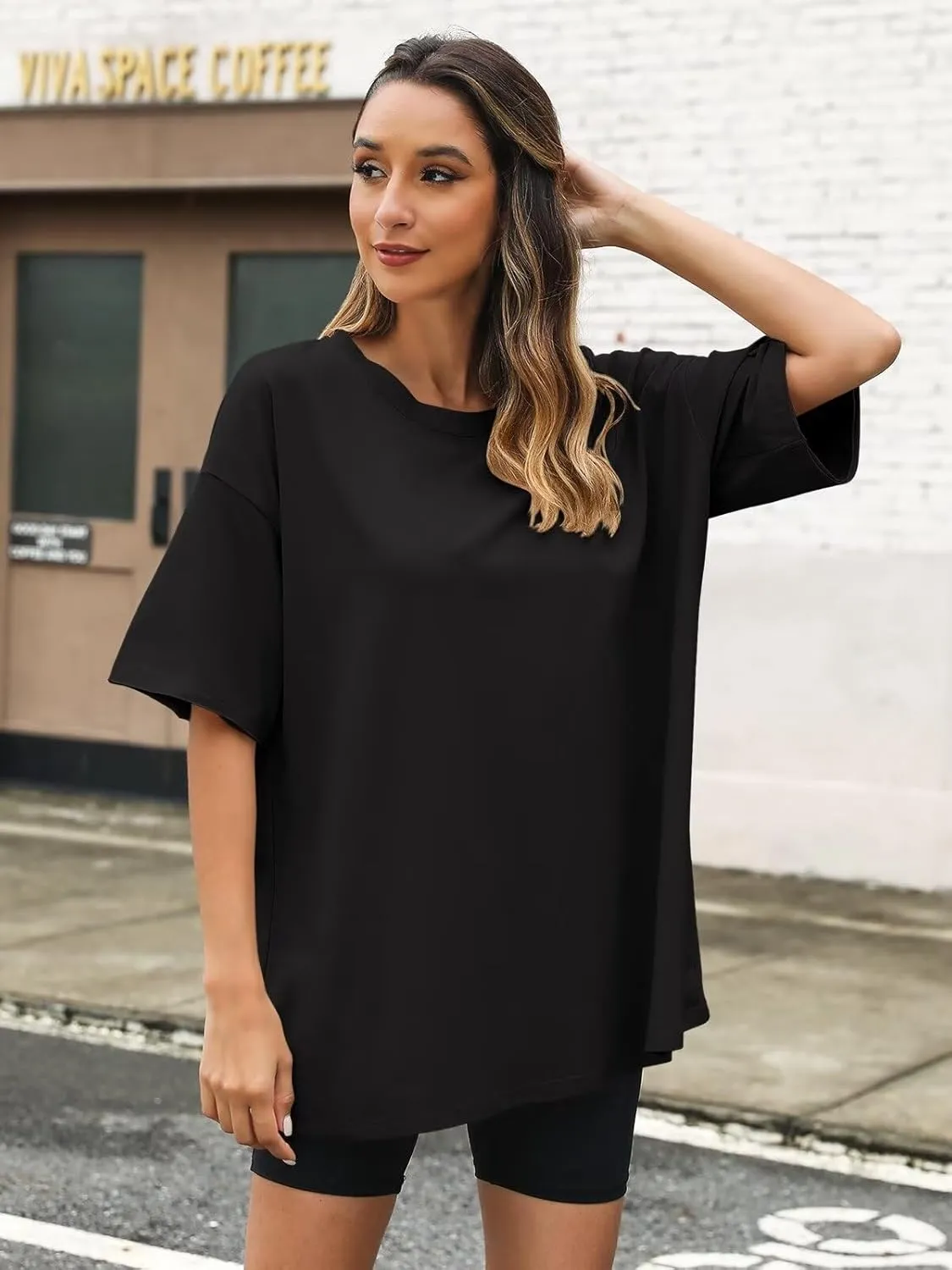 Womens Oversized T Shirts Cotton Loose Fit Short Sleeve Tee Crewneck Workout Summer Tops Fashion Clothes 2025