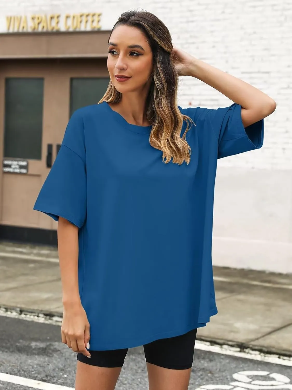 Womens Oversized T Shirts Cotton Loose Fit Short Sleeve Tee Crewneck Workout Summer Tops Fashion Clothes 2025