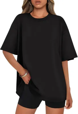 Womens Oversized T Shirts Cotton Loose Fit Short Sleeve Tee Crewneck Workout Summer Tops Fashion Clothes 2025