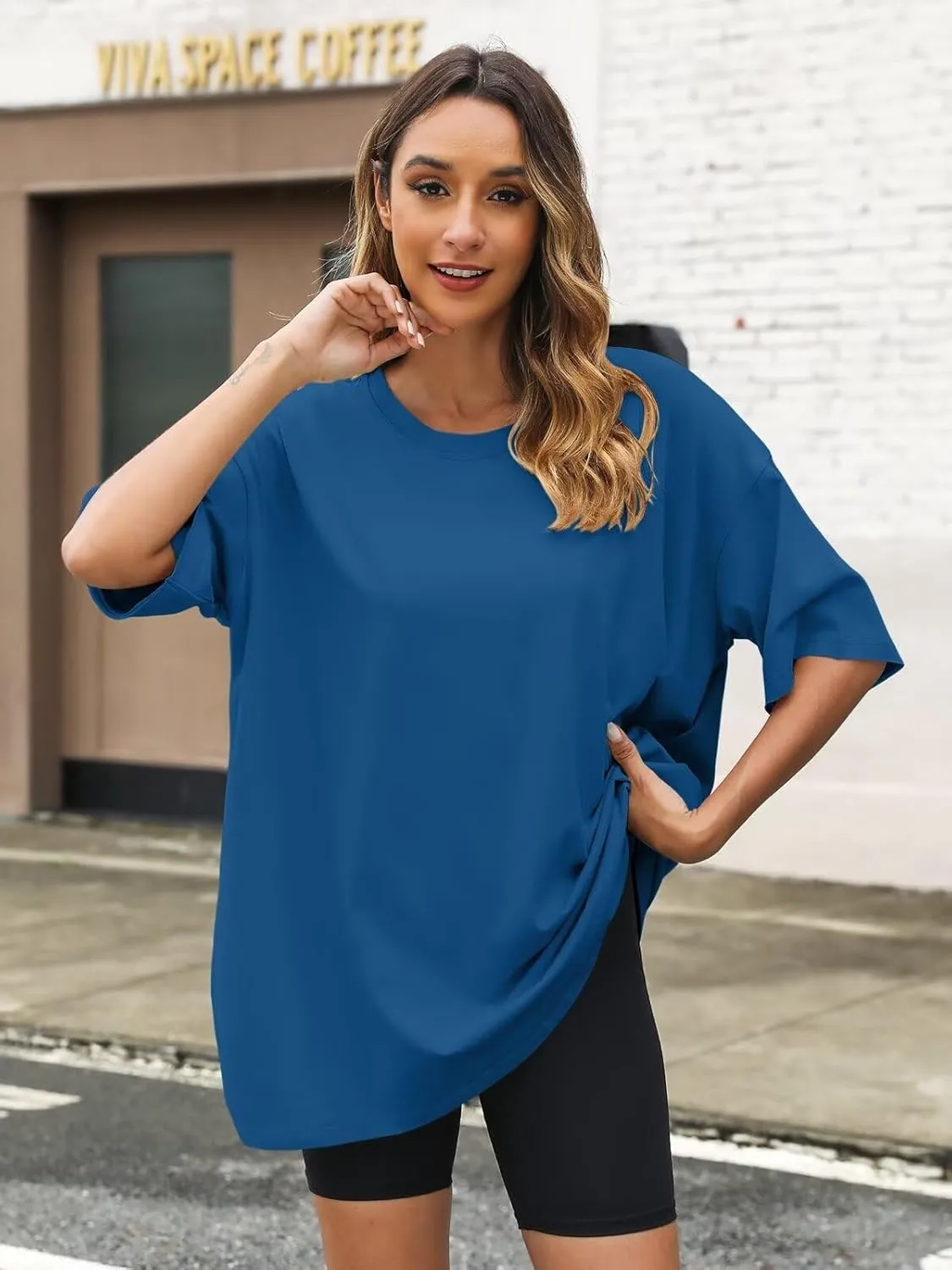 Womens Oversized T Shirts Cotton Loose Fit Short Sleeve Tee Crewneck Workout Summer Tops Fashion Clothes 2025