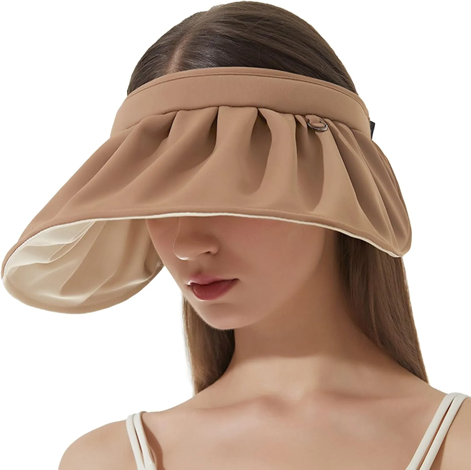 Womens Visors,Clip On Foldable Wide Brim Womens Golf Visor,Roll-up Headband Sun Hat with UV Protection