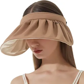 Womens Visors,Clip On Foldable Wide Brim Womens Golf Visor,Roll-up Headband Sun Hat with UV Protection