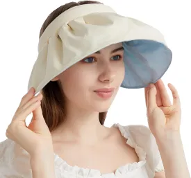 Womens Visors,Clip On Foldable Wide Brim Womens Golf Visor,Roll-up Headband Sun Hat with UV Protection